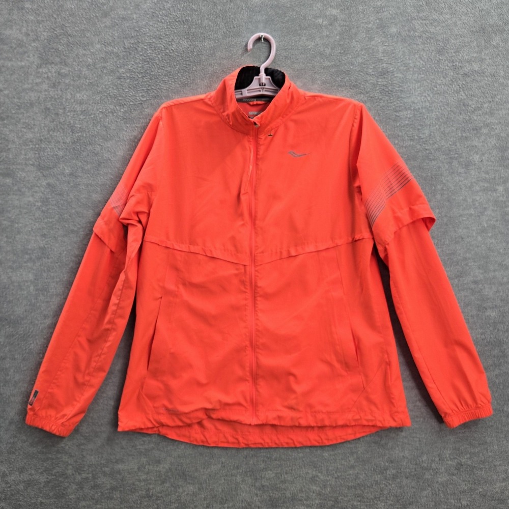 Saucony Women Jacket L Orange Activewear Logo Long Sleeve Polyester